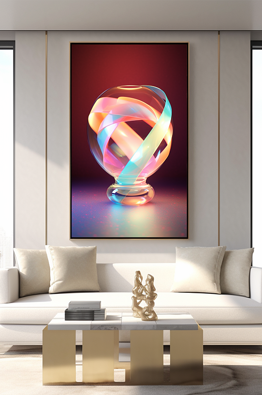 玻璃质感梦幻炫彩雕塑装饰画-众图网