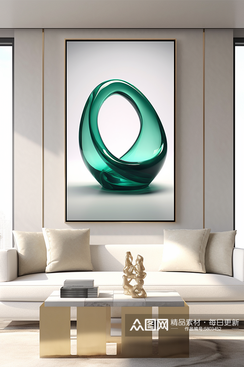 圆形玻璃现代雕塑装饰画素材