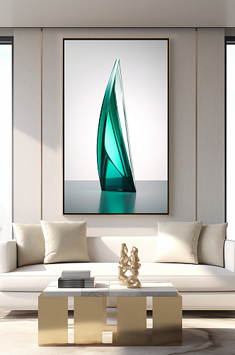 抽象现代玻璃雕塑室内装饰画
