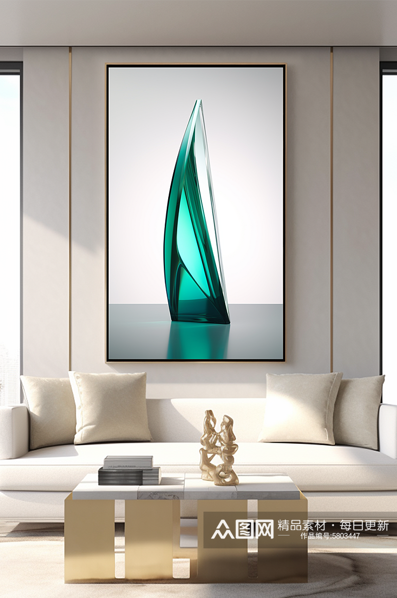 抽象现代玻璃雕塑室内装饰画素材
