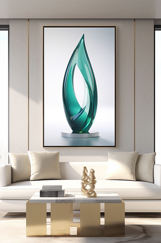 水滴形玻璃抽象雕塑装饰画