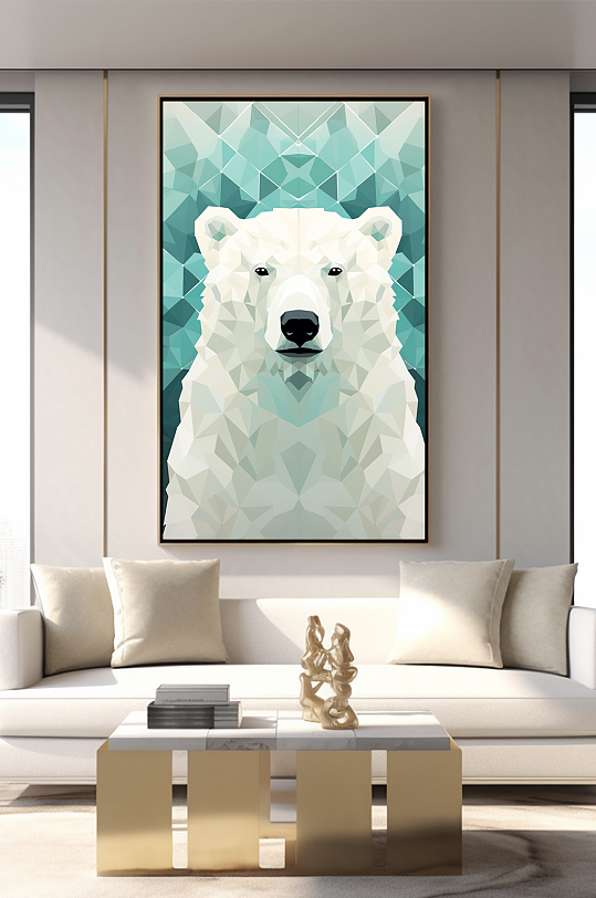 晶格动物几何动物北极熊客厅装饰画