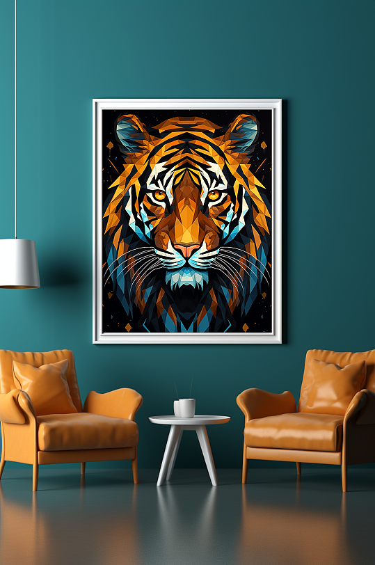 晶格动物几何动物老虎平面室内装饰画