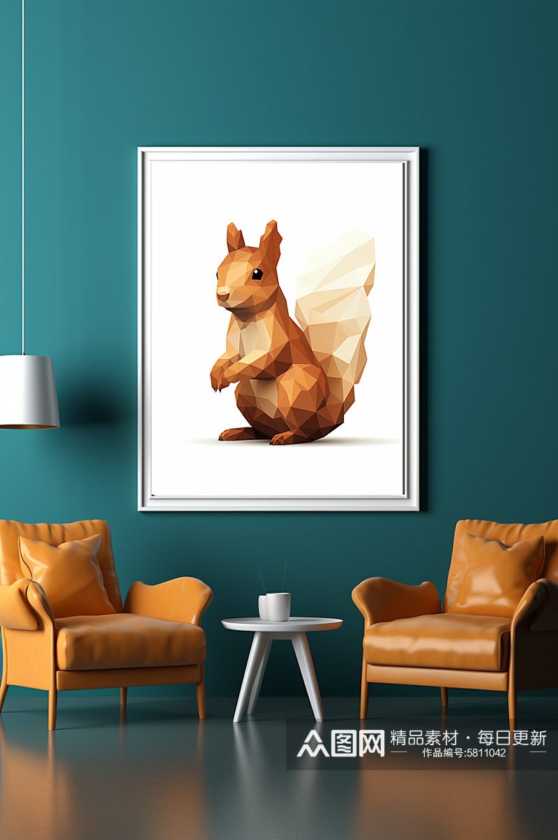 晶格动物现代抽象动物松鼠客厅装饰画素材