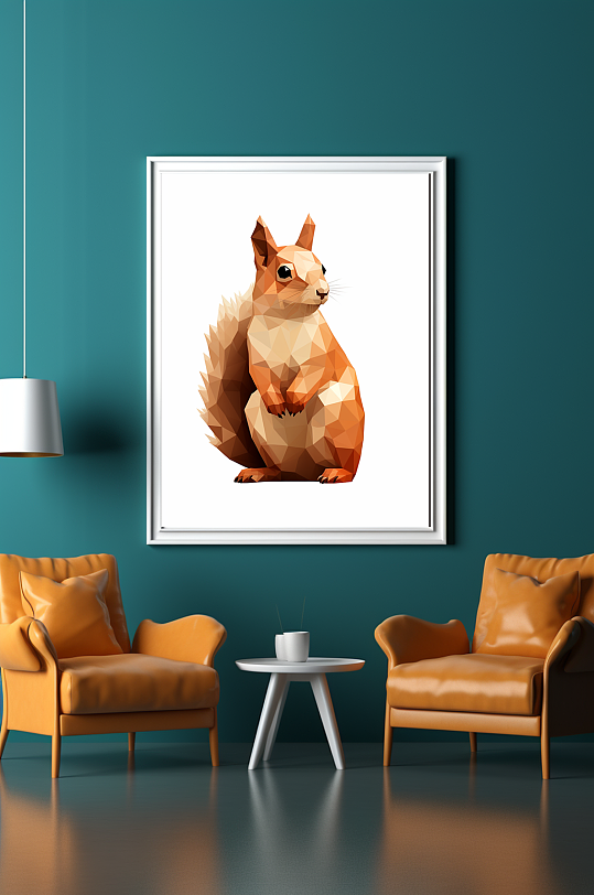 晶格动物现代抽象动物松鼠客厅装饰画