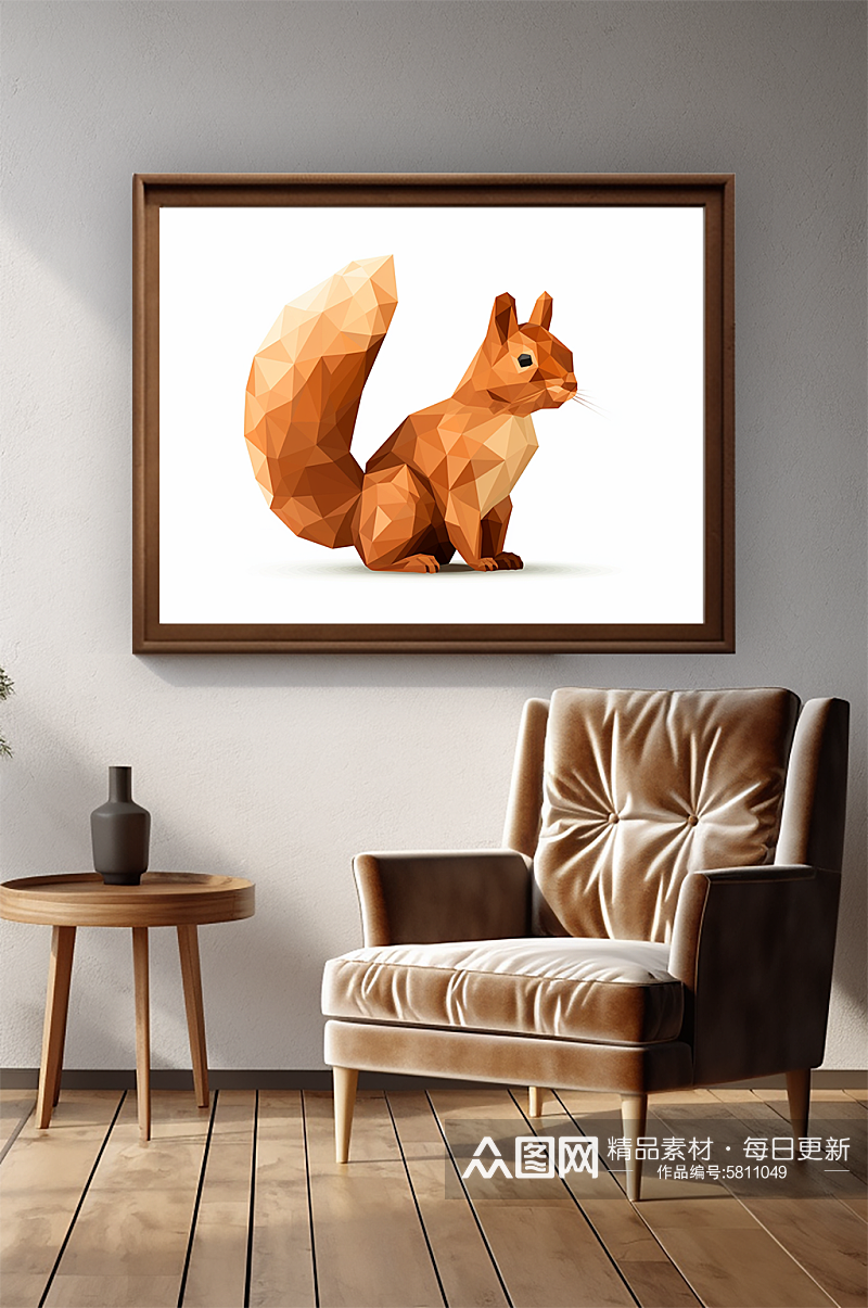 晶格动物现代抽象动物松鼠客厅装饰画素材