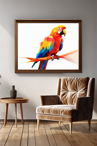 晶格动物几何动物现代平面鹦鹉室内装饰画