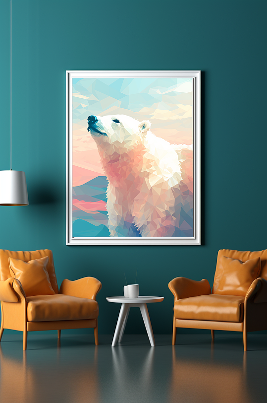 晶格动物几何动物北极熊客厅装饰画