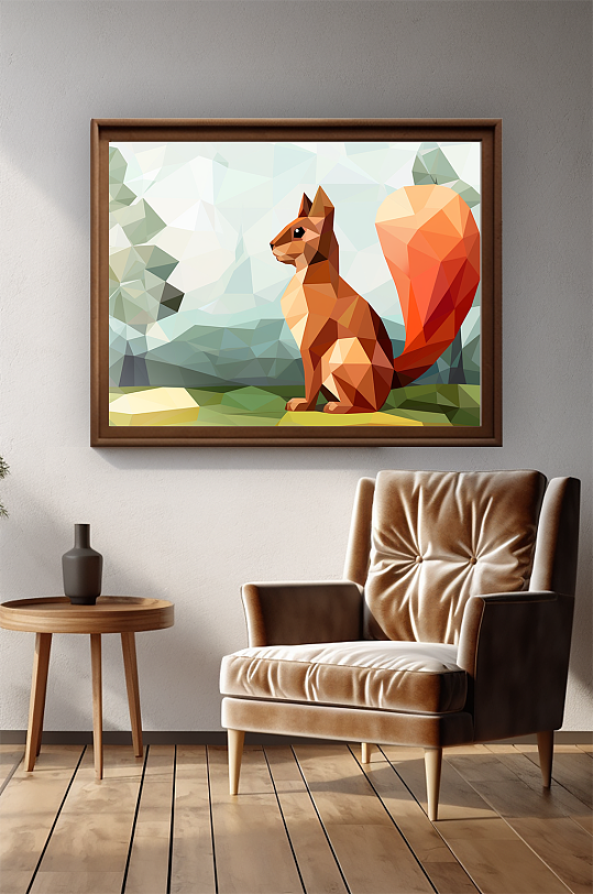 晶格动物现代抽象动物松鼠客厅装饰画-众图网