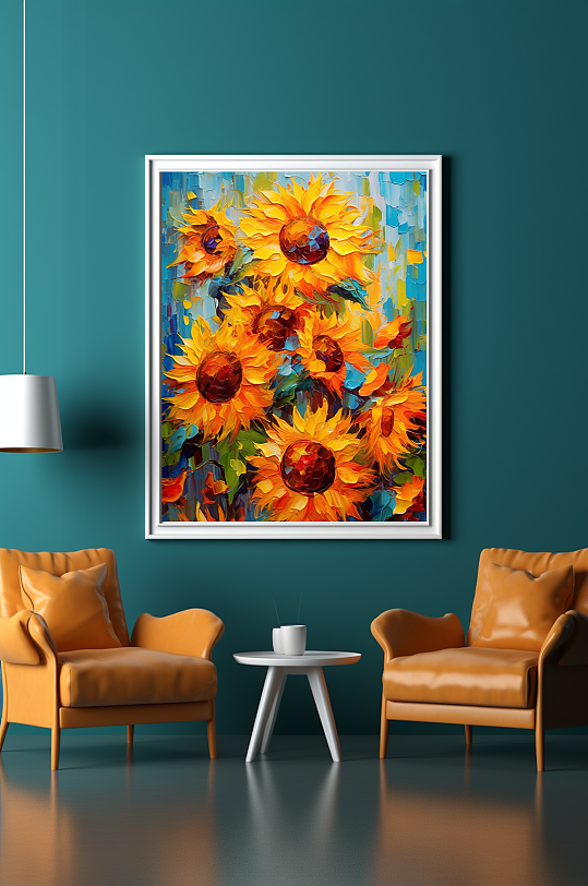 刮刀立体向日葵油画风格客厅装饰画-众图网