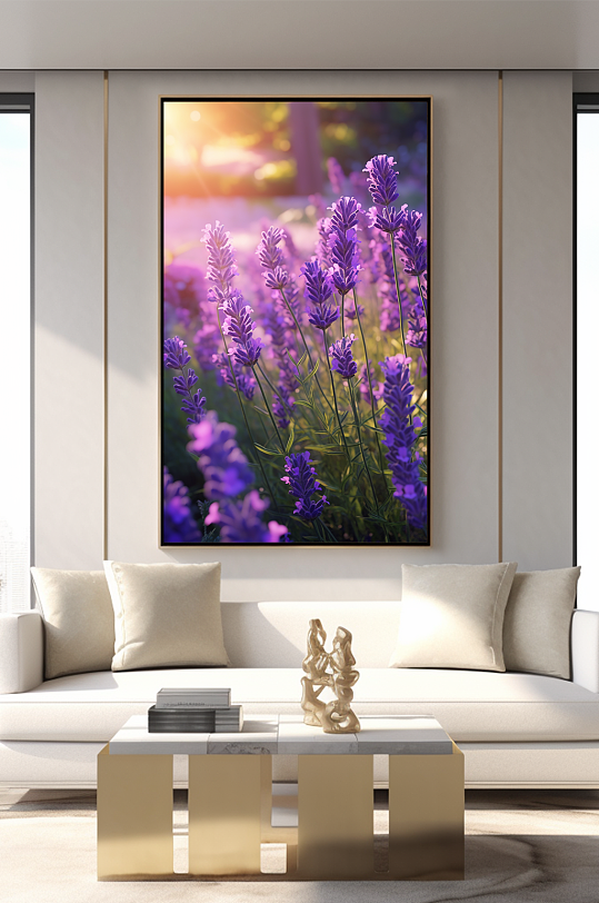 薰衣草特写花海摄影图客厅装饰画-众图网