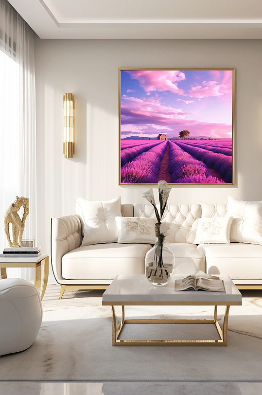 粉色普罗旺斯花海摄影薰衣草装饰画-众图网