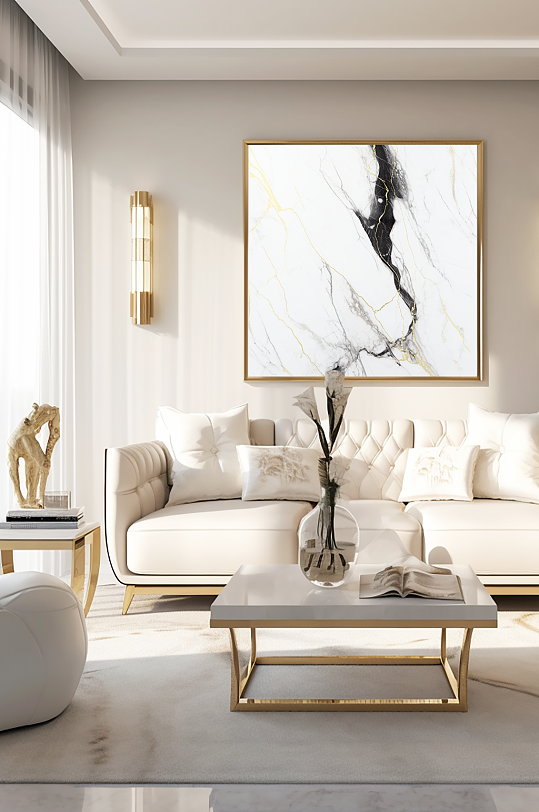 简约鎏金轻奢大理石现代装饰画-众图网