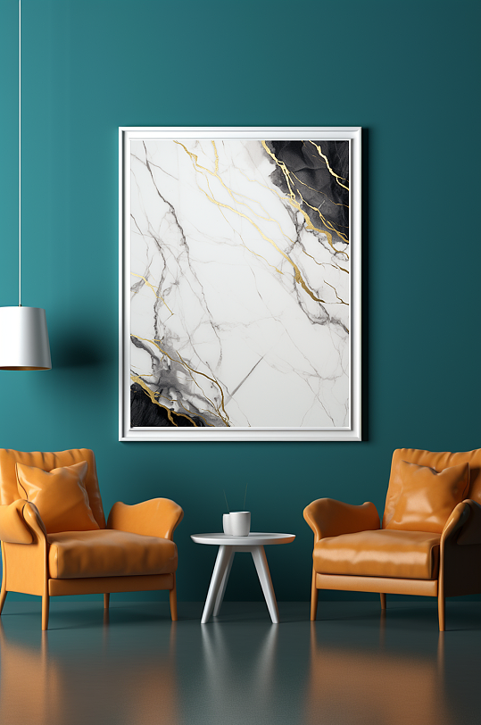 简约大理石鎏金轻奢现代装饰画-众图网