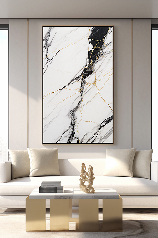 大理石描金简约轻奢现代装饰画-众图网