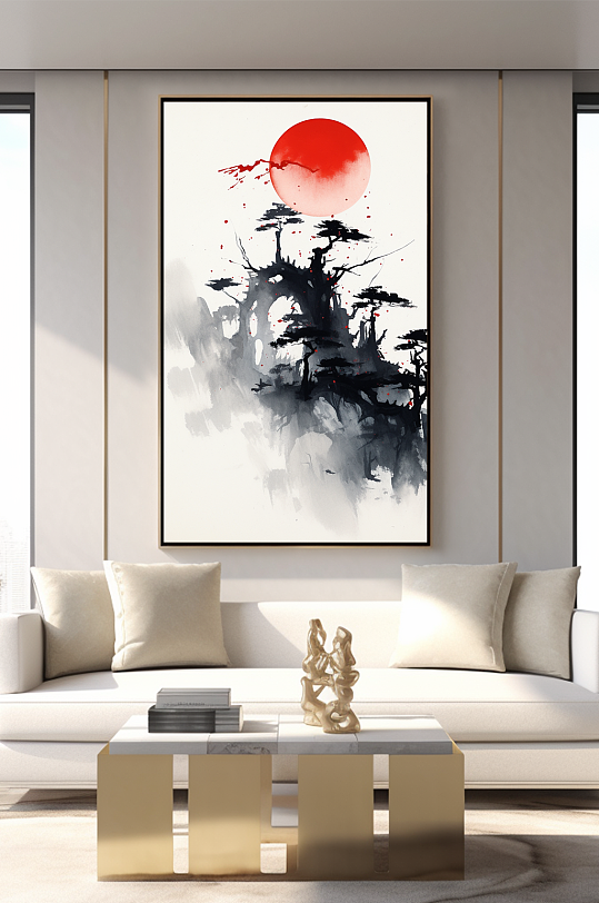 泼墨手绘水墨中国风室内装饰画-众图网