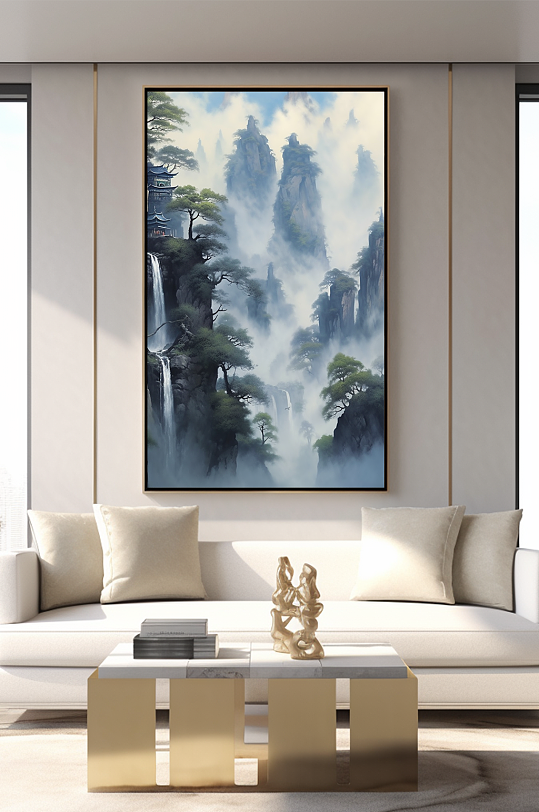 手绘山水中国风室内装饰画