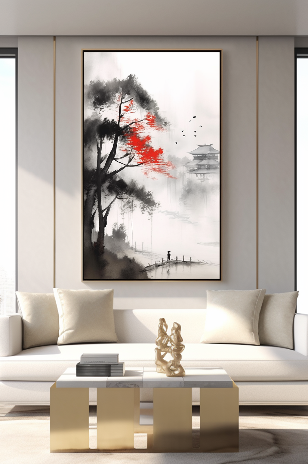 手繪風(fēng)景水墨中國(guó)風(fēng)室內(nèi)裝飾畫(huà)素材