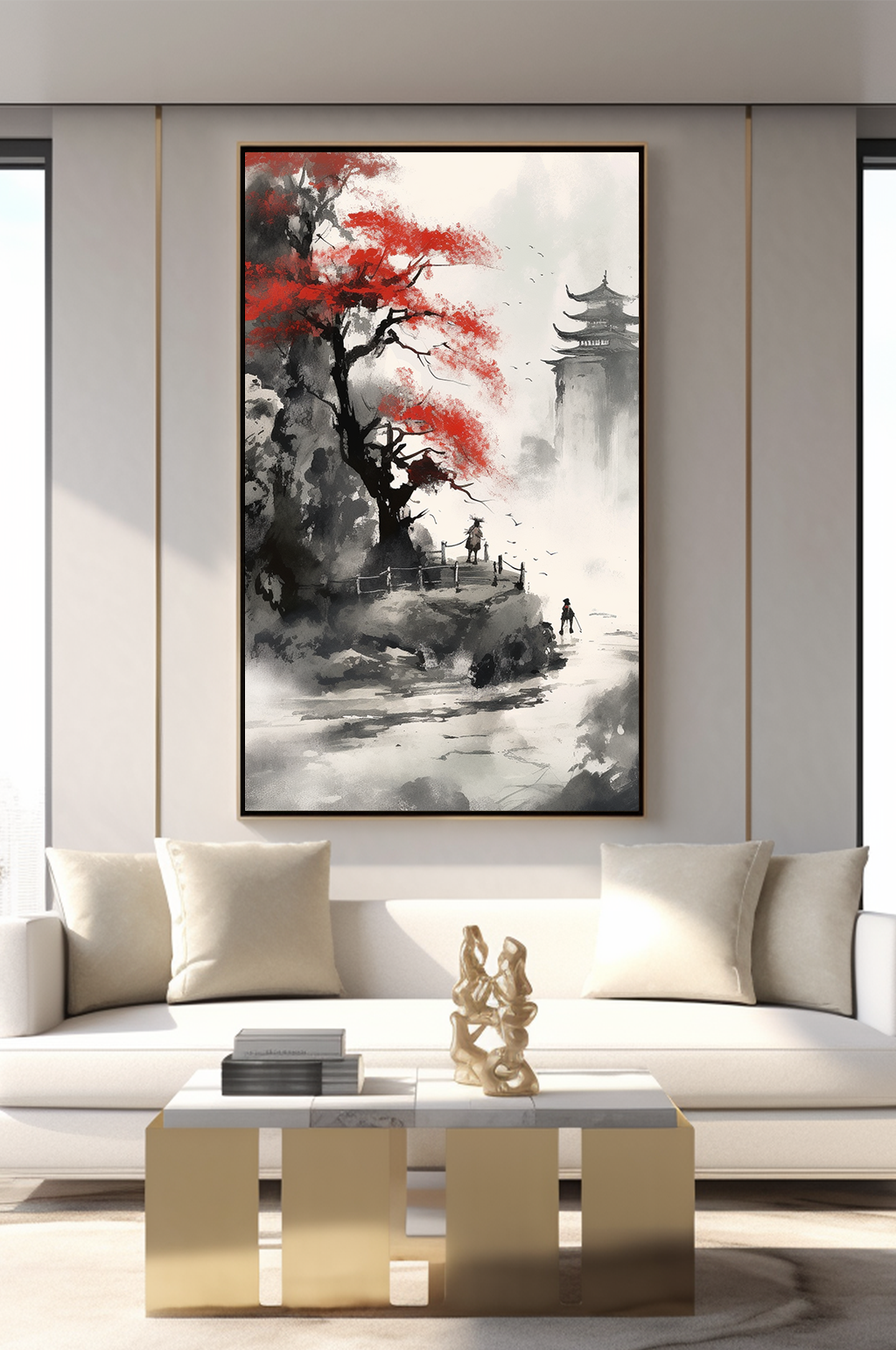 手绘仿古水墨中国风室内装饰画素材下载-众图网