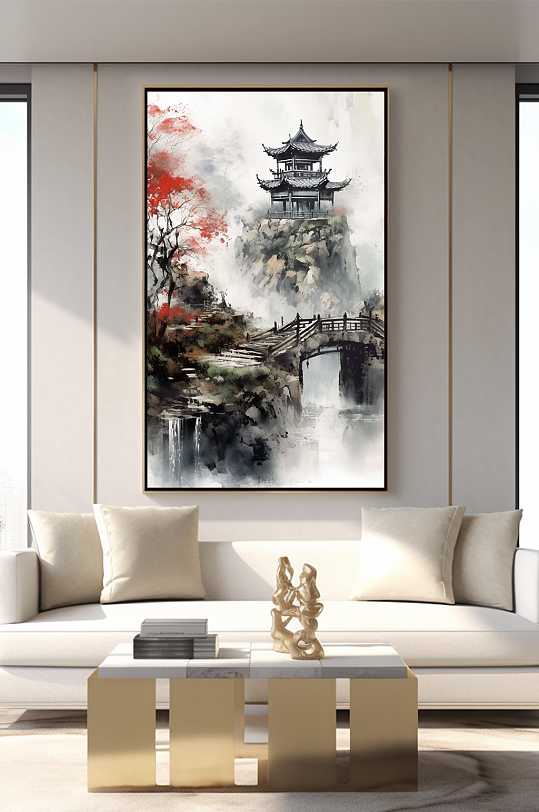 手绘水墨中国风室内装饰画-众图网