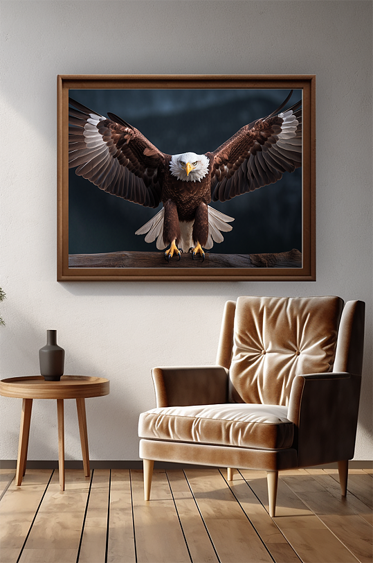 企业大鹏展翅老鹰捕猎摄影图装饰画-众图网