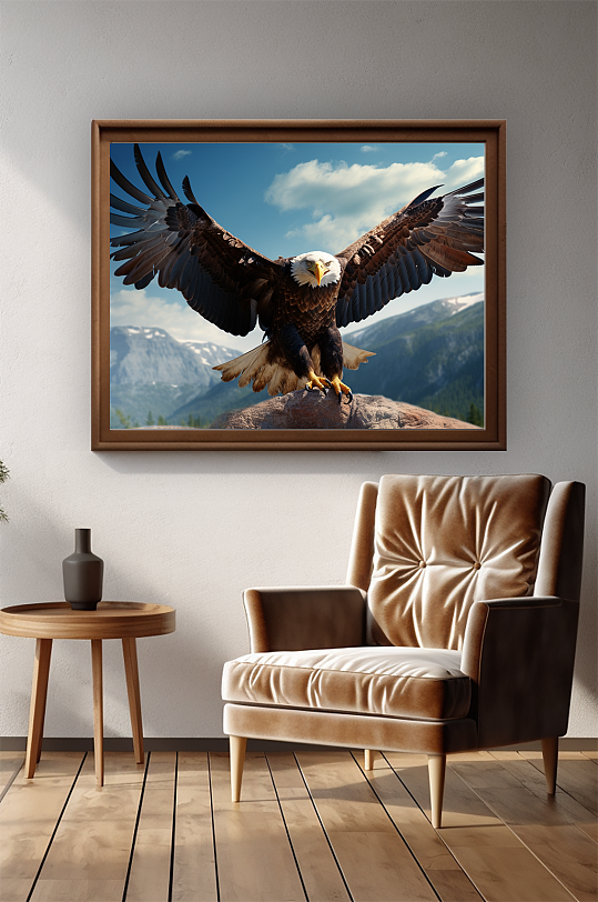 企业精神山中老鹰捕猎摄影图装饰画-众图网