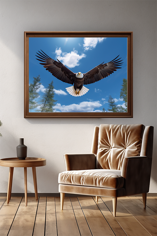 林中老鹰捕猎摄影图装饰画-众图网