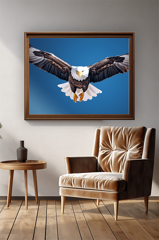 企业精神大鹏展翅老鹰捕猎摄影图装饰画-众图网