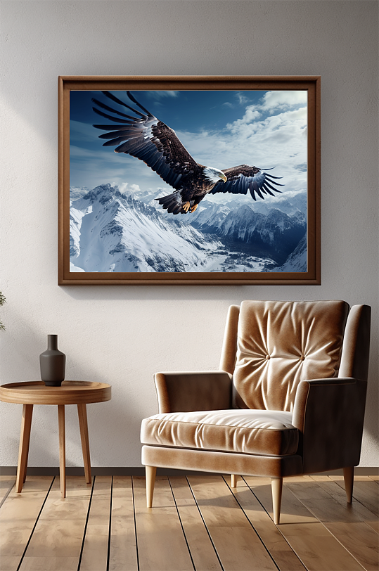 青云直上雪山老鹰翱翔摄影图装饰画-众图网