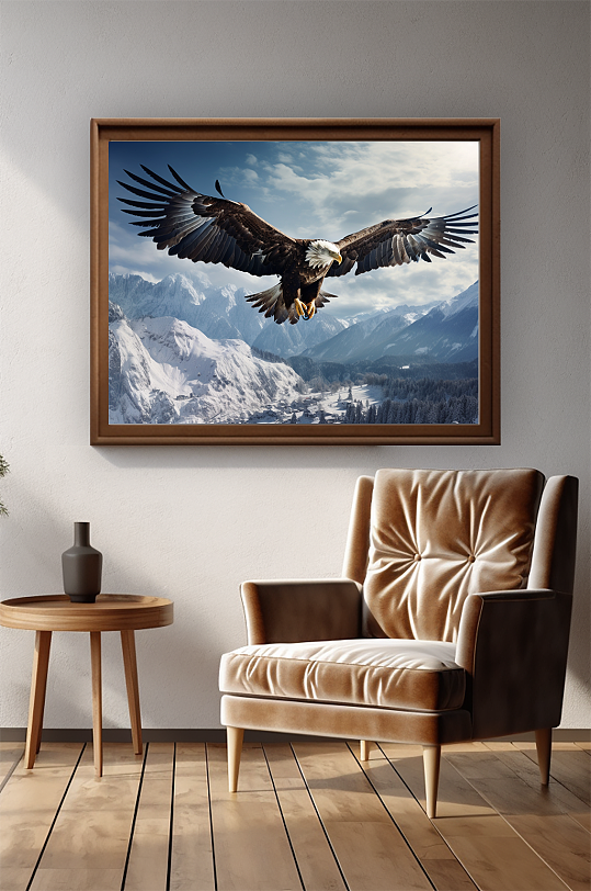 雪山老鹰翱翔九天摄影图装饰画-众图网