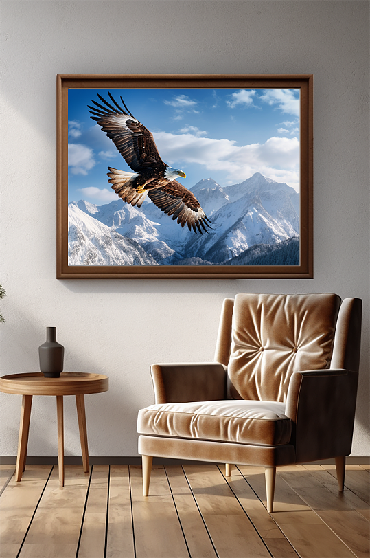 雪域雄鹰翱翔大气摄影图室内装饰画-众图网