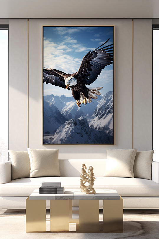 企业大气雪域雄鹰翱翔摄影图室内装饰画-众图网