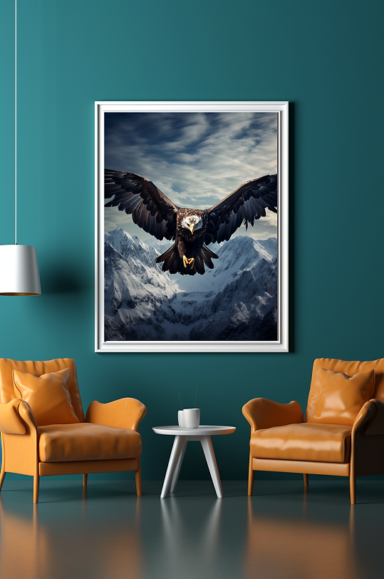 雪山雄鹰摄影图室内装饰画-众图网