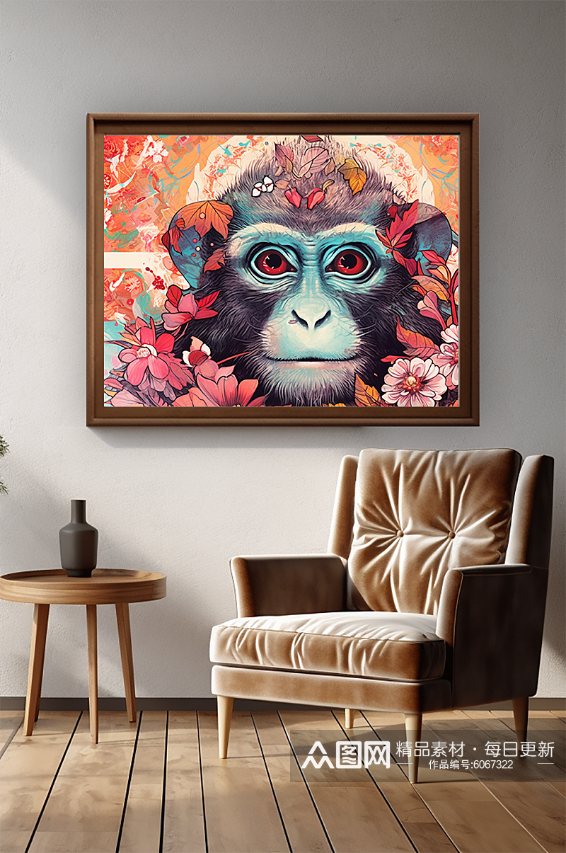 猴年十二生肖中国风装饰画素材