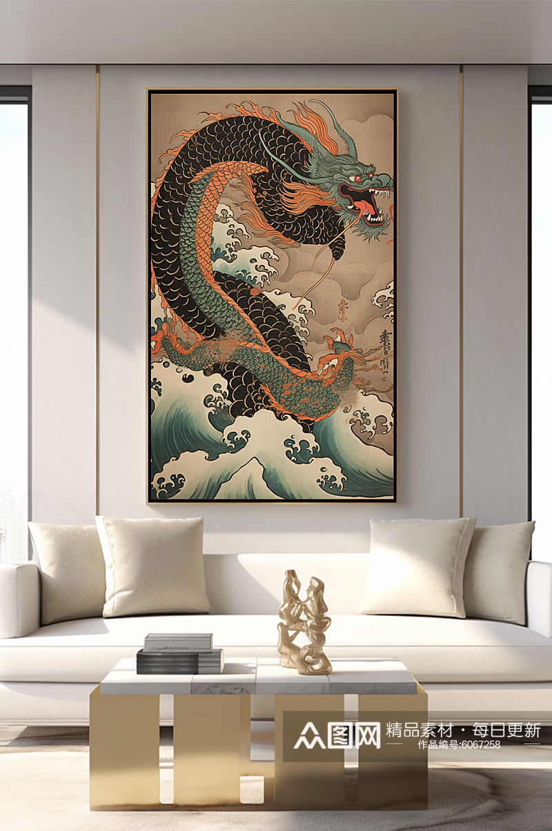 中国风龙年十二生肖室内装饰画素材