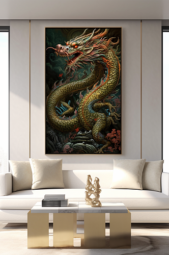中国风龙年十二生肖室内装饰画