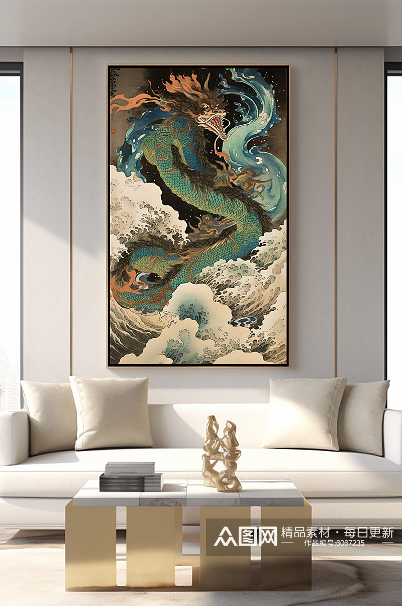 中国风龙年十二生肖室内装饰画素材
