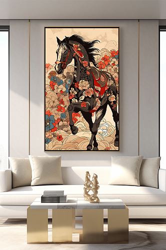 中国风马年十二生肖室内装饰画
