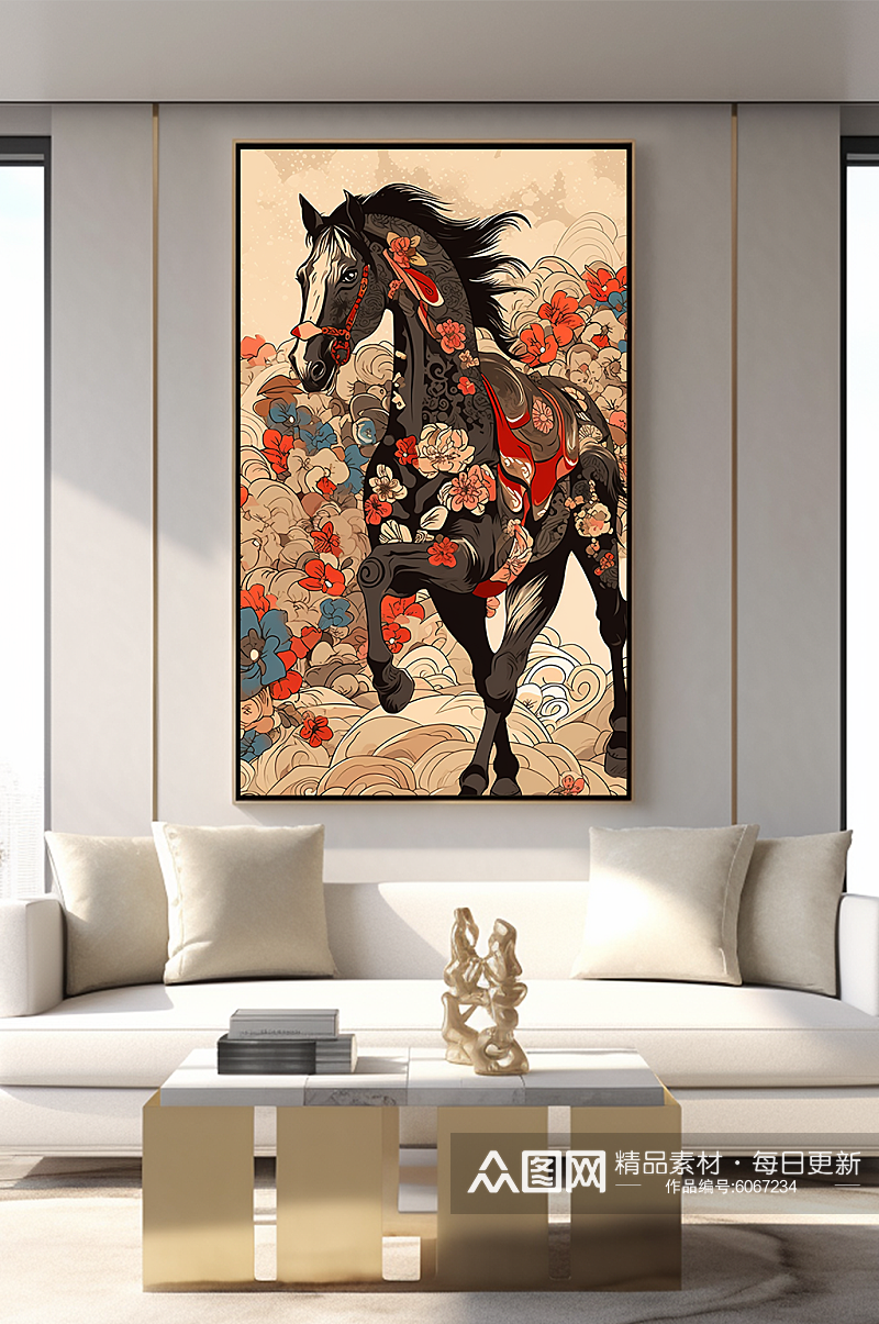 中国风马年十二生肖室内装饰画素材