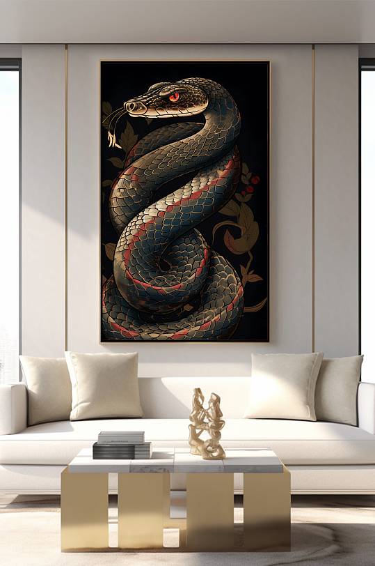 中国风蛇年十二生肖室内装饰画