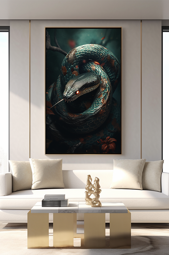 中国风蛇年十二生肖室内装饰画