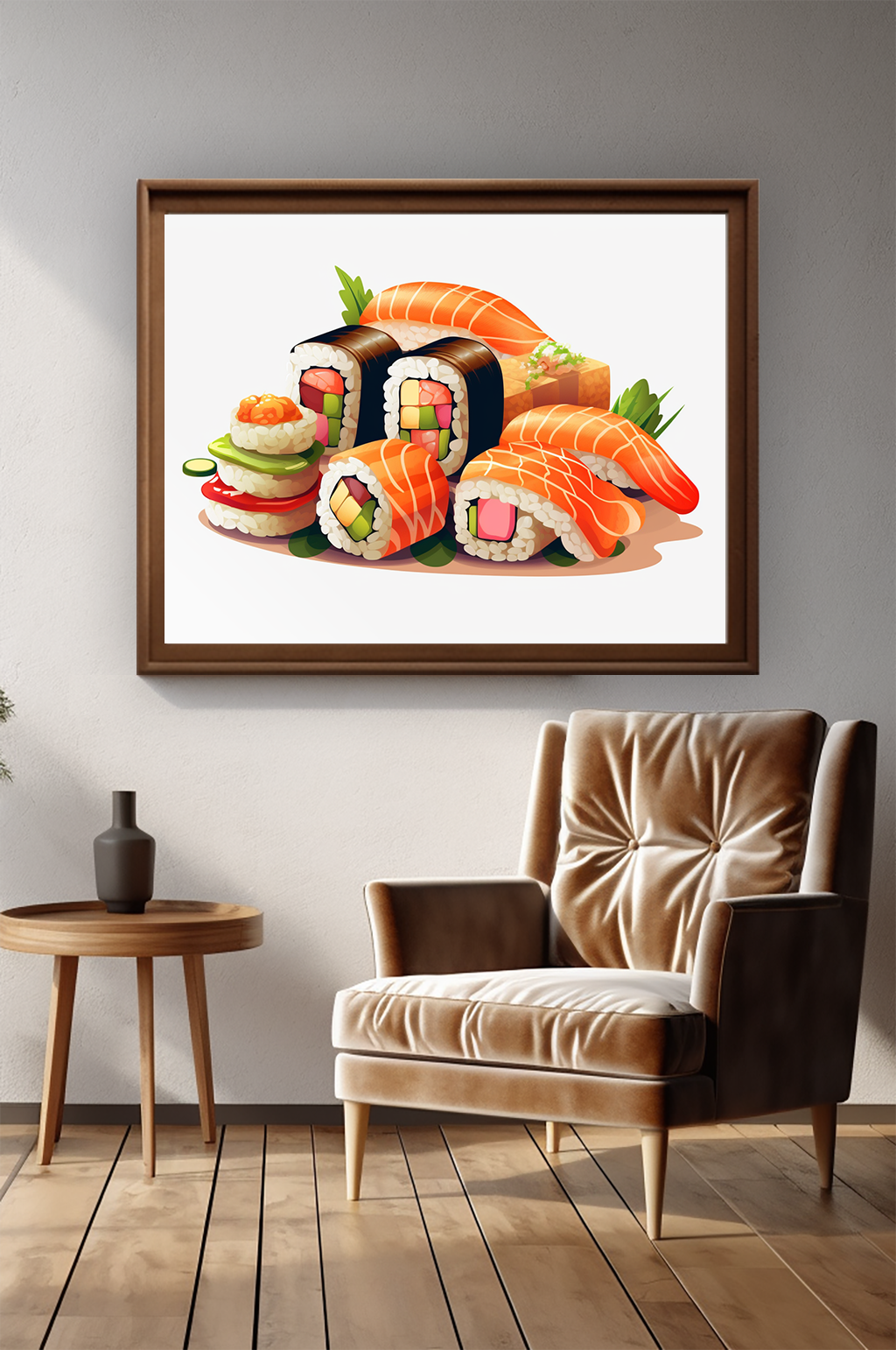 美味卡通三文鱼日料店寿司装饰画素材