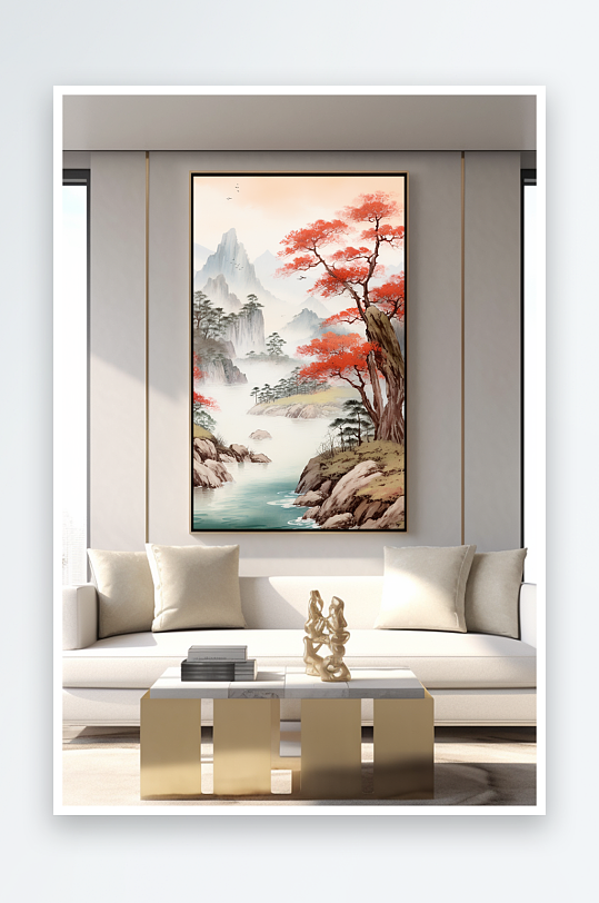 大气中国风鸿运当头山水画装饰画-众图网