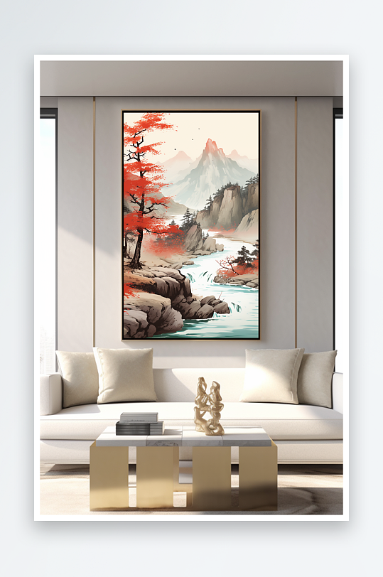 中国风鸿运当头山水画装饰画-众图网