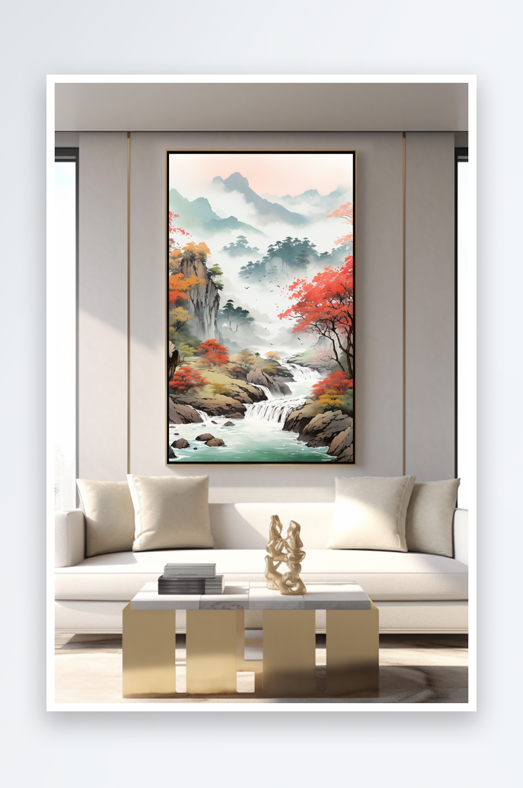 轻奢中国风鸿运当头山水画装饰画素材下载-众图网