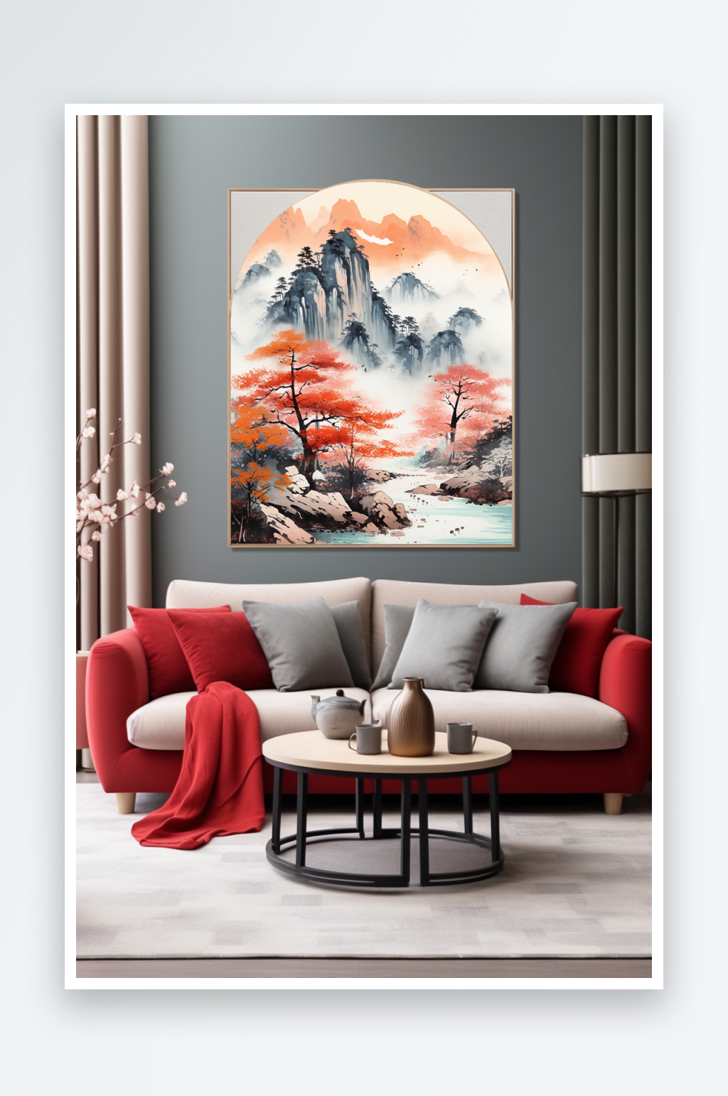 大气中国风鸿运当头山水画装饰画素材