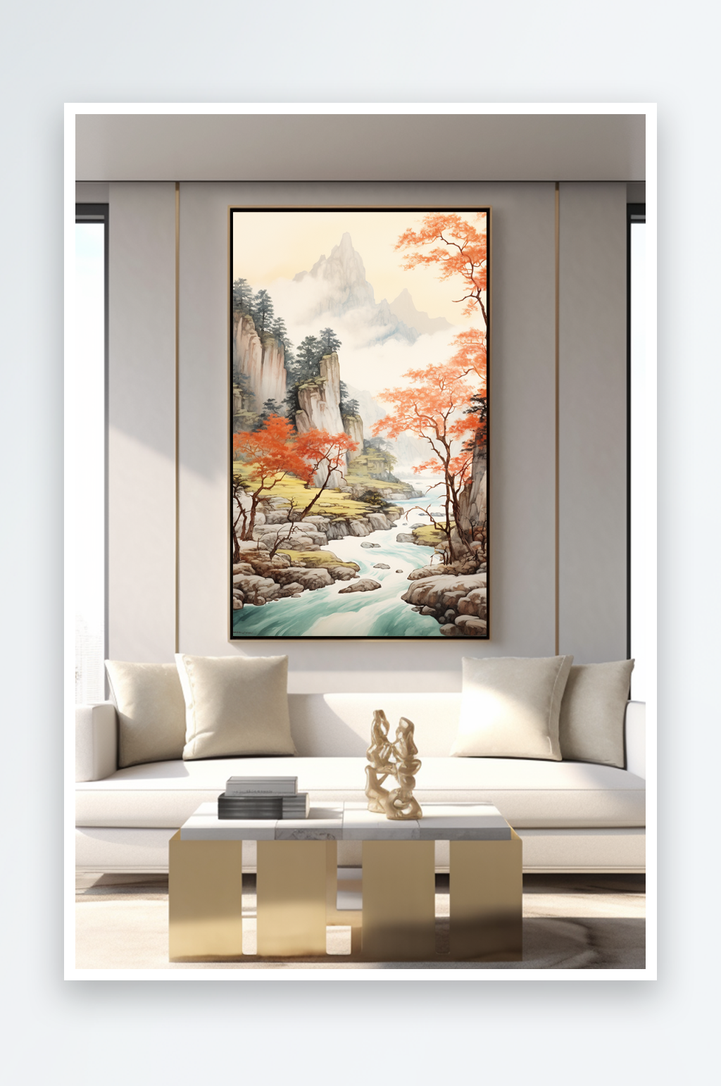 古典中国风鸿运当头山水画装饰画素材