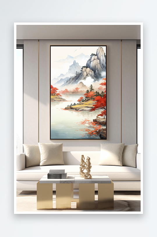 轻奢中国风鸿运当头山水画装饰画