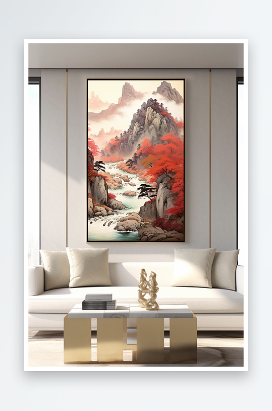 轻奢中国风鸿运当头山水画装饰画