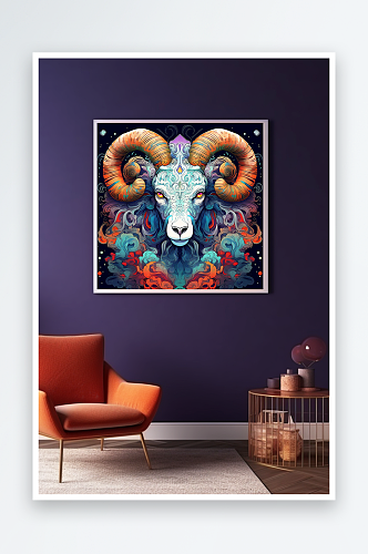 羊年现代平面风格装饰画